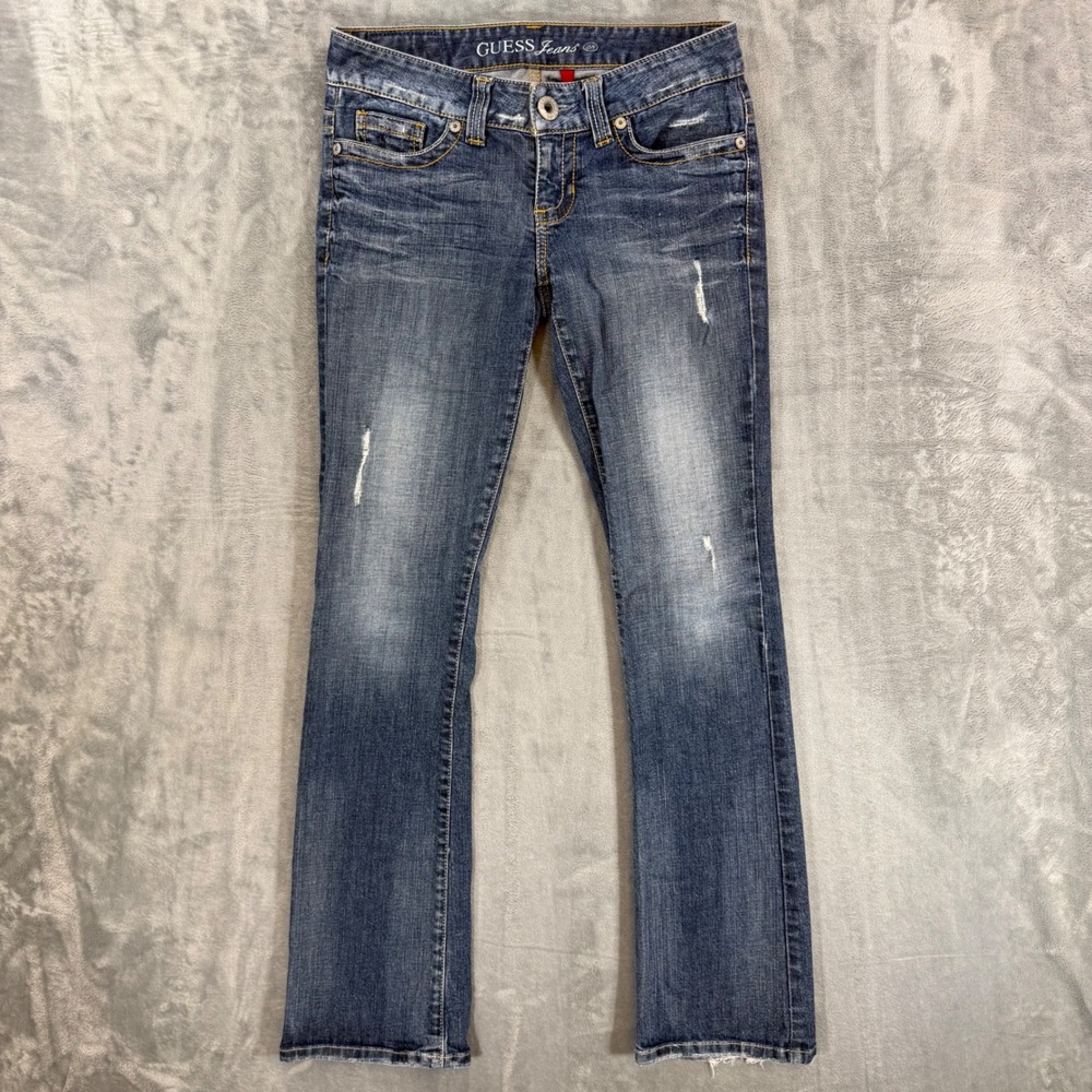 Vintage Guess Daredevil Bootcut Jeans Women's Size 28 Blue Distressed Stretch
